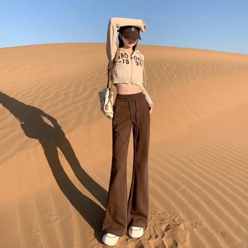 Rose Casual Pants Women's Dark Coffee-7