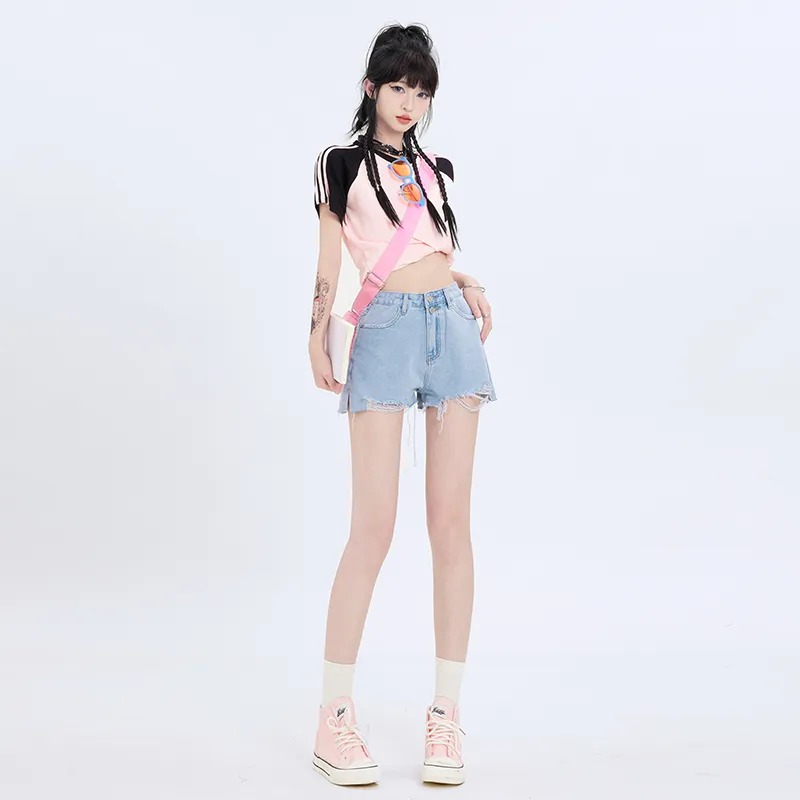 Rose Denim Shorts Women's-9