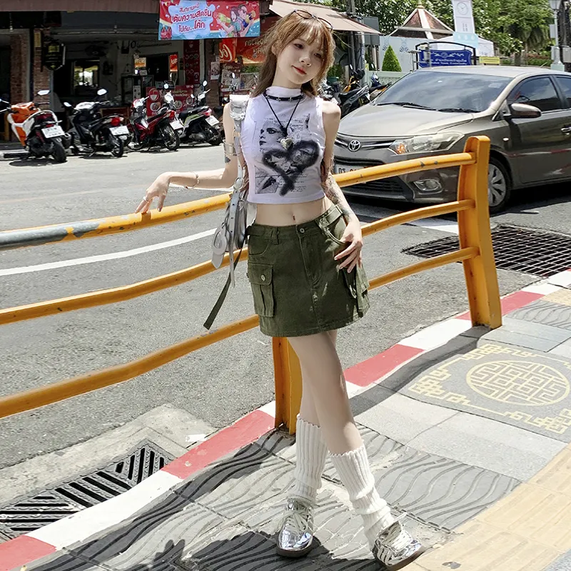 Rose Cargo Short Skirts Women's-9