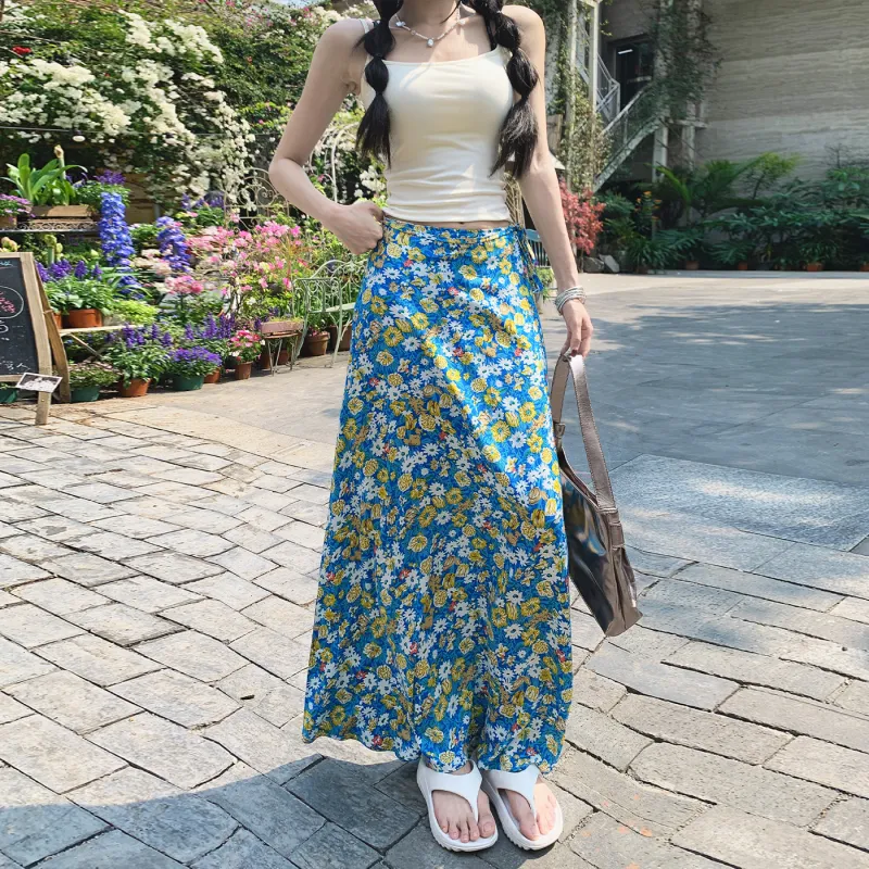 Rose Casual Long Skirts Women's Floral Dress-3