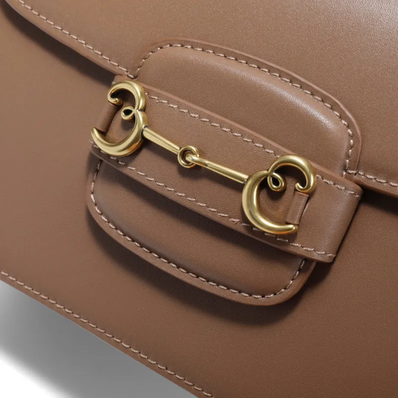 BELLE Cow Leather Small Square Bag, Crossbody Bag Women's White/Coffee-7