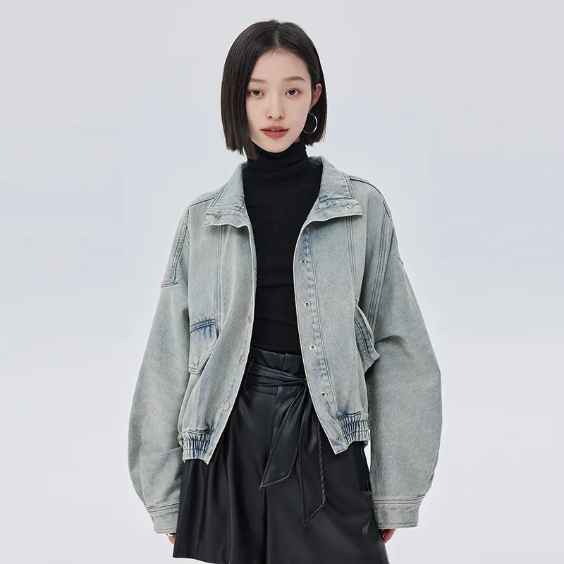 SOON FLOWER Jackets Coats Women's Washed Blue-4
