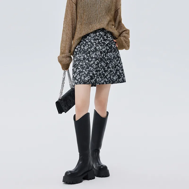 SOON FLOWER Casual Short Skirts Women's Black-2