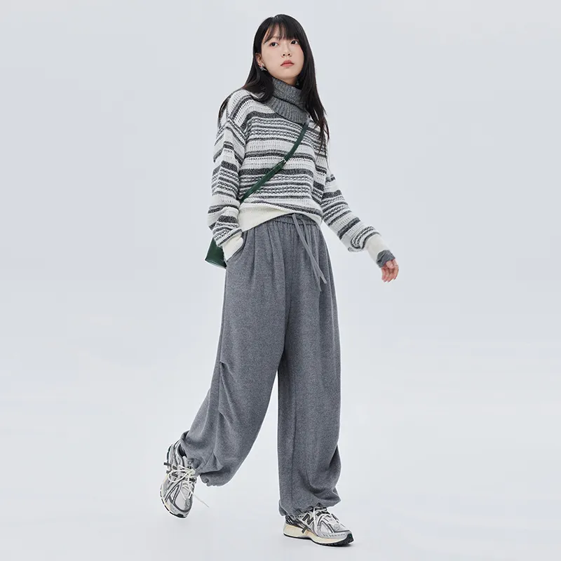 SOON FLOWER Casual Pants Women's Gray-4