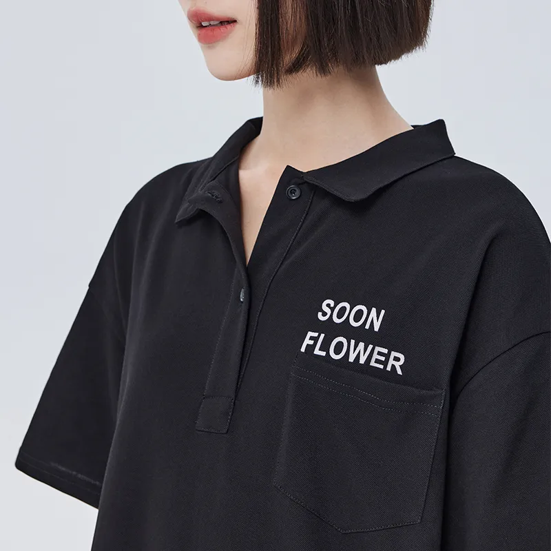 SOON FLOWER Short Sleeved Dresses Women's Black-2