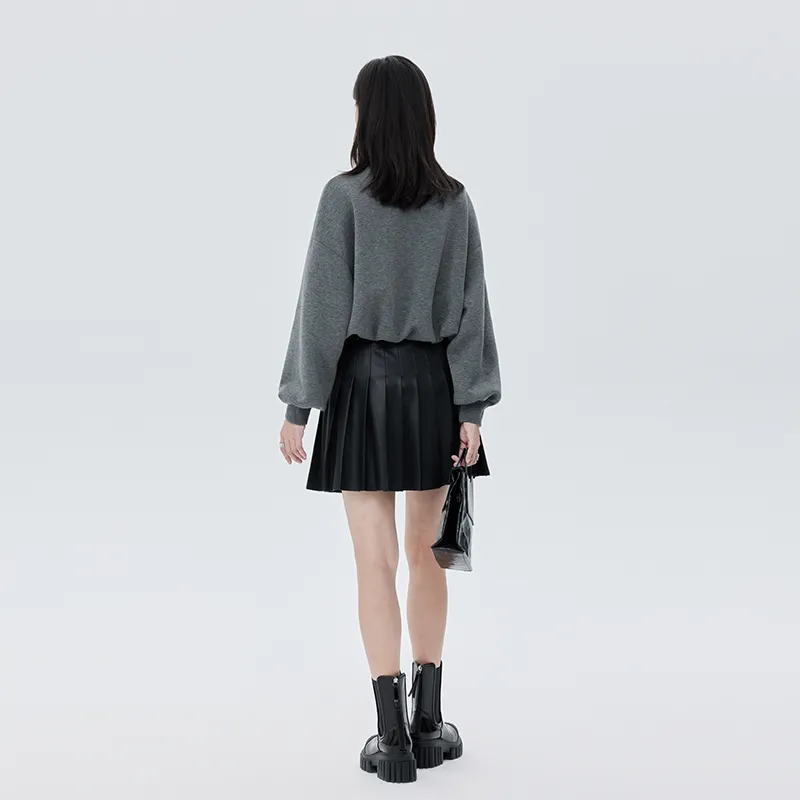 SOON FLOWER Spring And Autumn Sweatshirt Women's Gray-2