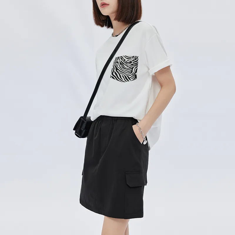 SOON FLOWER Cargo Short Skirts Women's Black-3