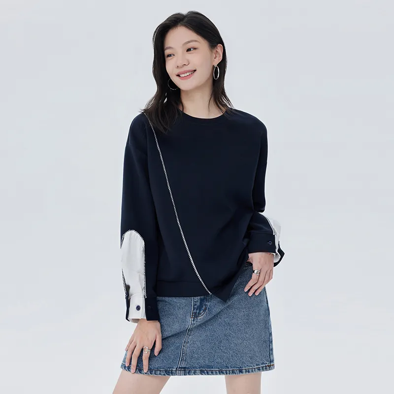 SOON FLOWER Sweatshirt Unisex Navy Blue-2