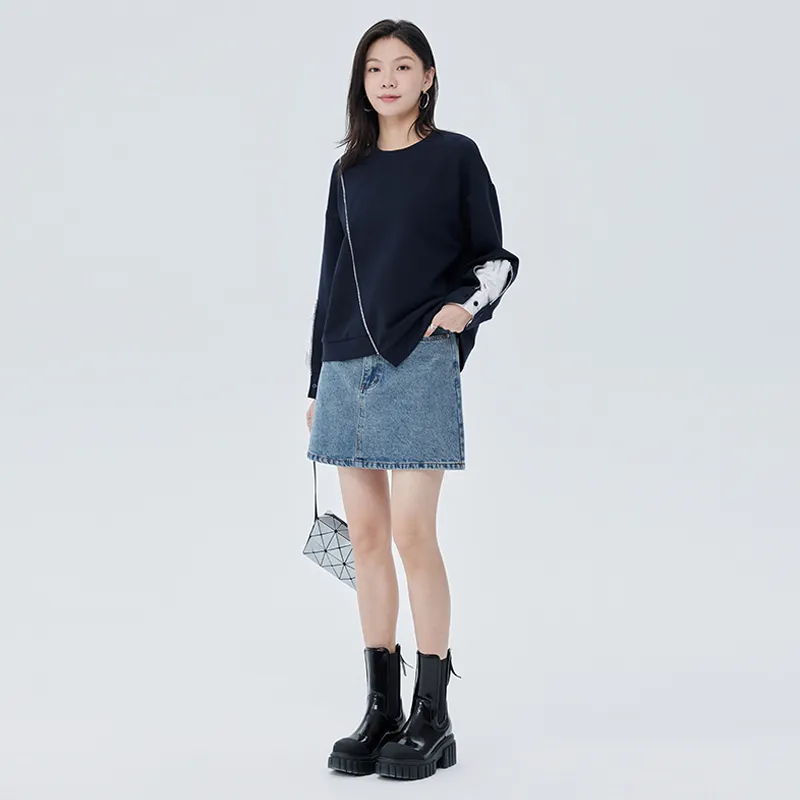 SOON FLOWER Sweatshirt Unisex Navy Blue-3