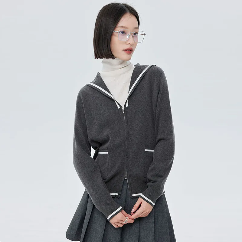 SOON FLOWER Fall And Winter Knitwear Women's Oni Gray-5