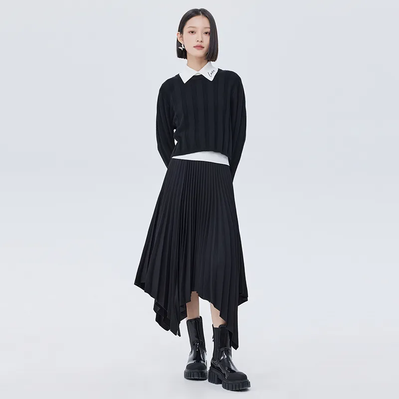 SOON FLOWER Casual Long Skirts Women's Black-3