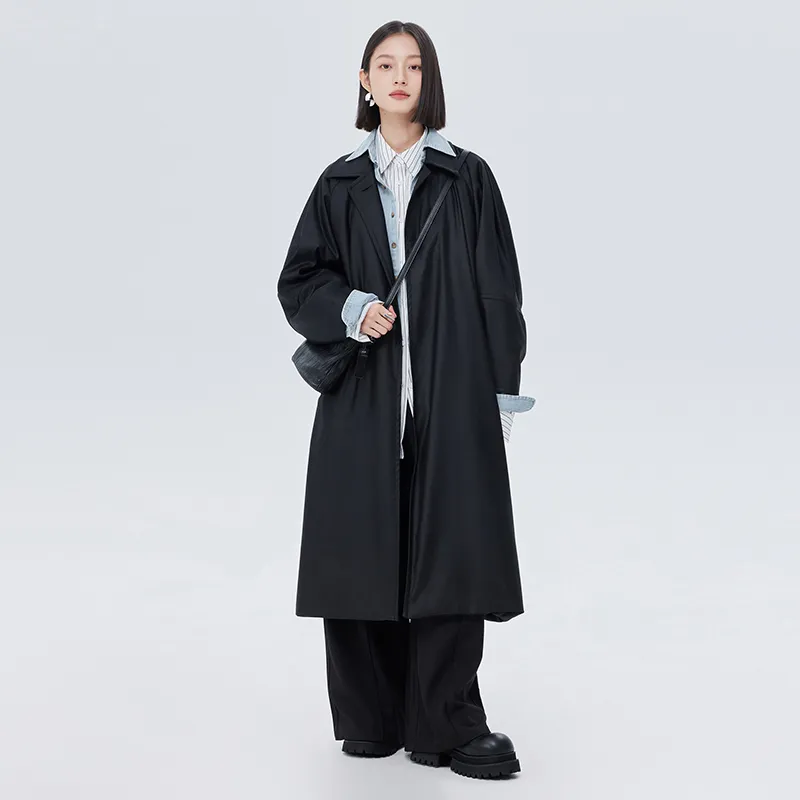 SOON FLOWER Trench Coat Women's Black-3