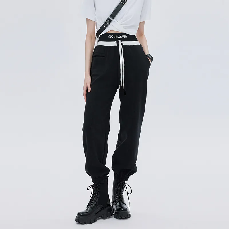 SOON FLOWER Casual Pants Women's Black-2