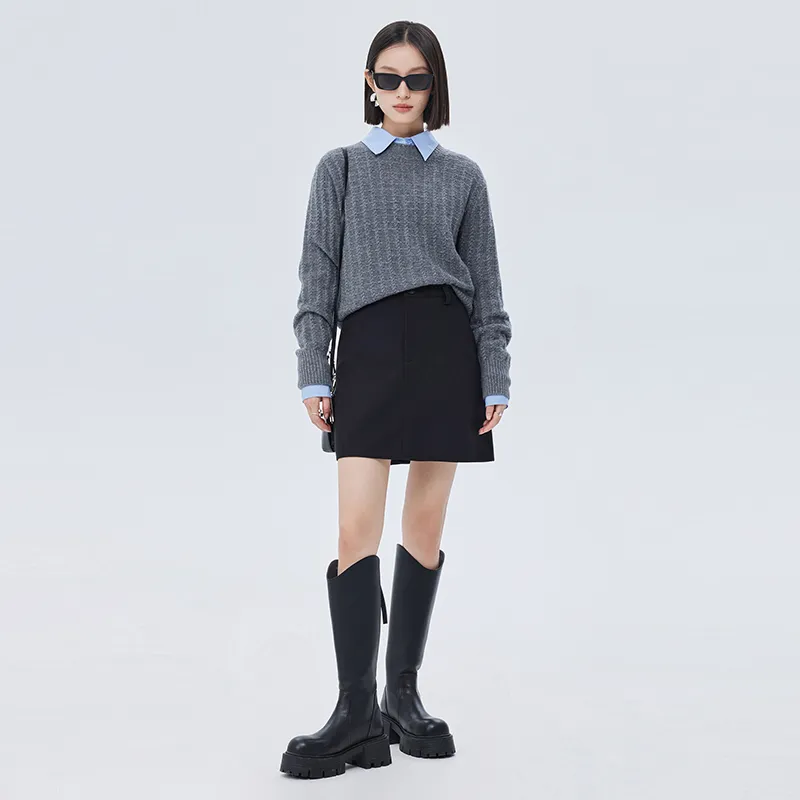 SOON FLOWER Casual Short Skirts Women's Black-2