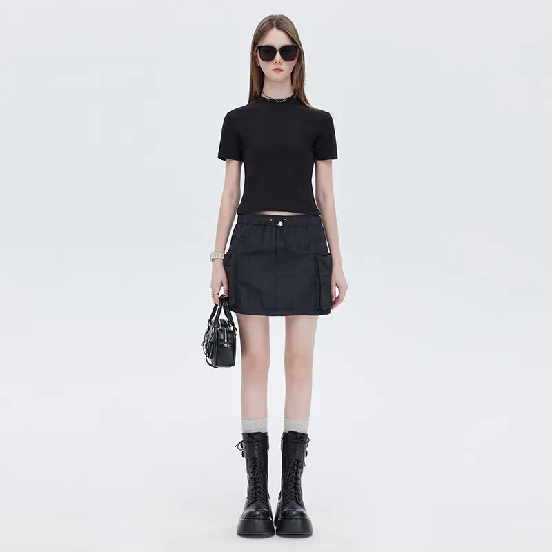 SOON FLOWER Crop Top Women's Black-3