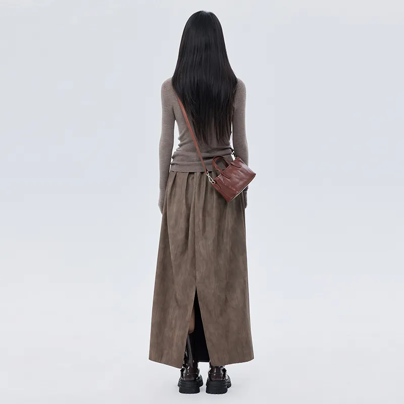 SOON FLOWER Leather Long Skirts Women's-6