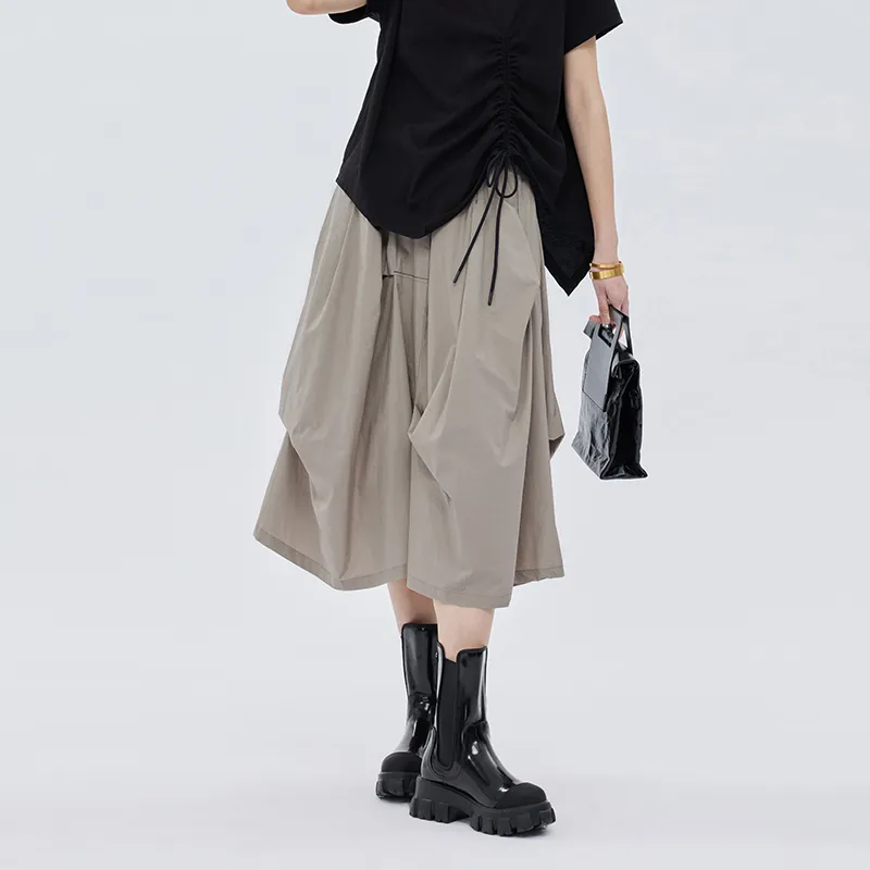 SOON FLOWER Casual Long Skirt Summer Women's Coffee Gray-2