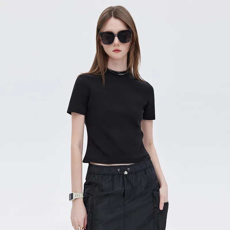 SOON FLOWER Crop Top Women's Black-4
