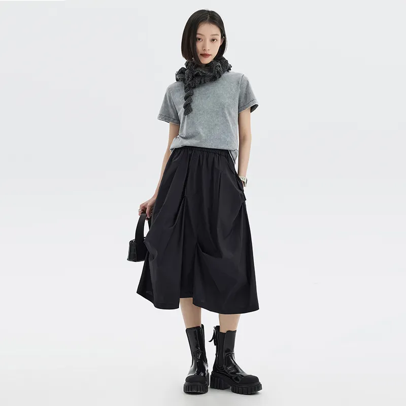 SOON FLOWER Casual Long Skirt Women's Black-2