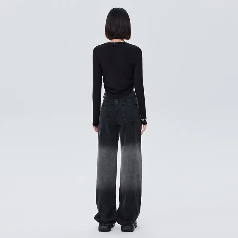 SOON FLOWER Jeans Women's Black Gray Color-4