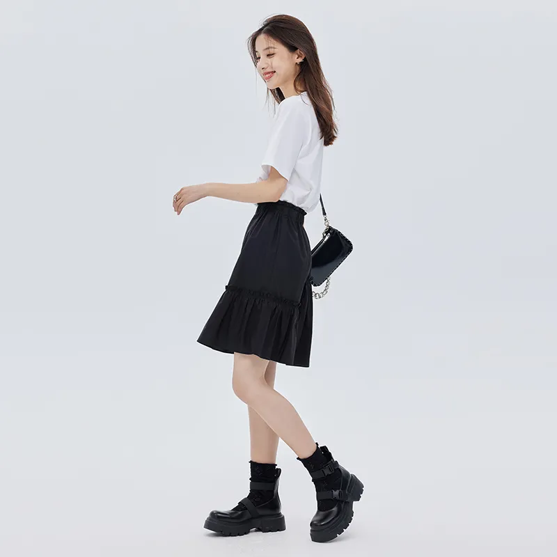 SOON FLOWER Summer Casual Short Skirts Women's Black-6