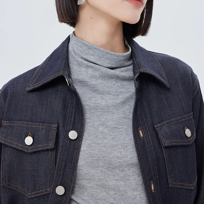 SOON FLOWER Denim Jacket Women's Normal Blue-2