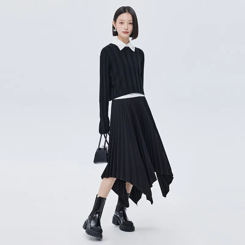 SOON FLOWER Casual Long Skirts Women's Black-4