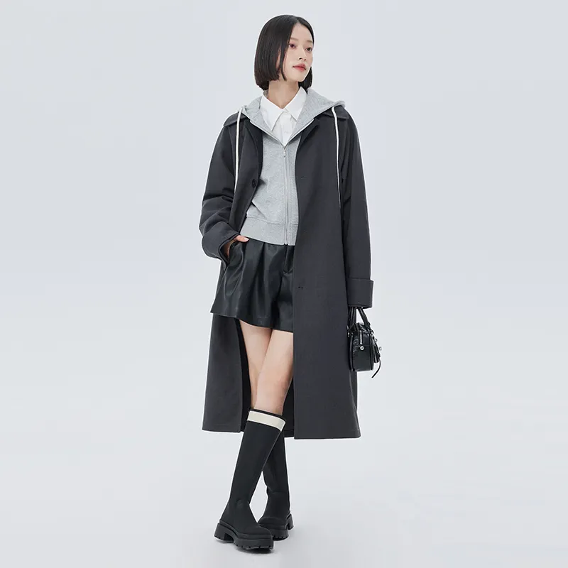 SOON FLOWER Trench Coat Women's Dark Gray-4