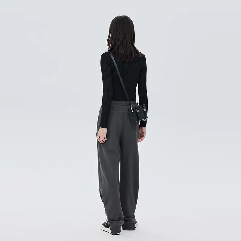 SOON FLOWER Casual Pants Women's Dark Gray-4