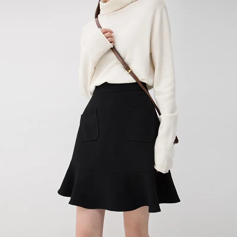 SOON FLOWER Casual Short Skirts Spring Women's Black-2