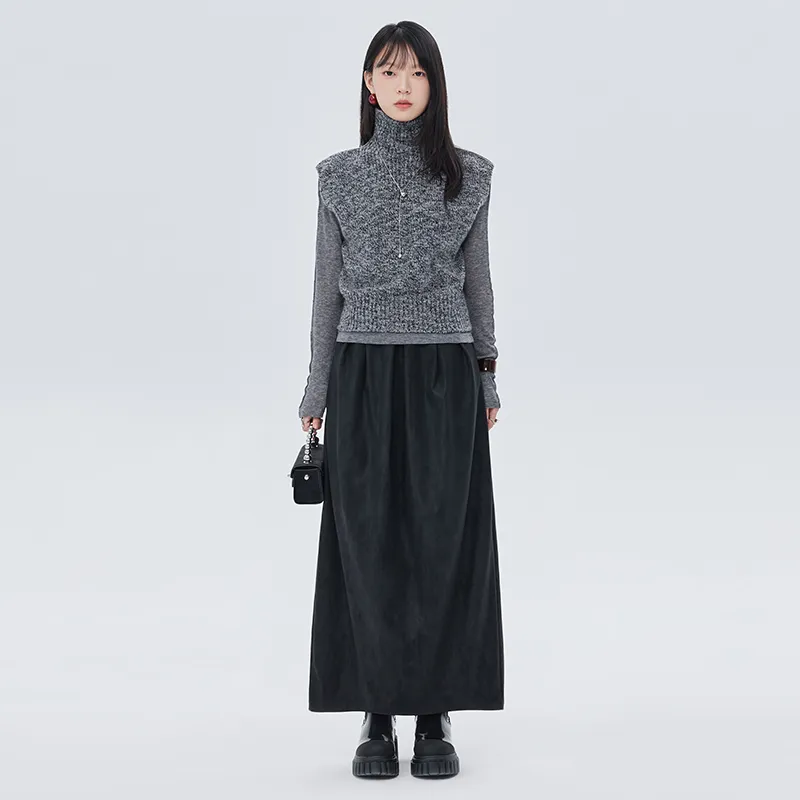 SOON FLOWER Leather Long Skirts Women's-9