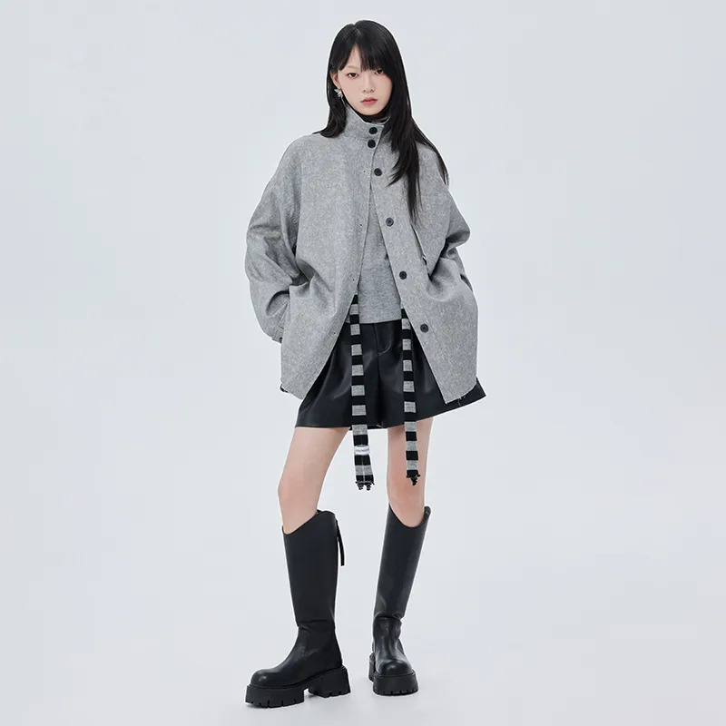 SOON FLOWER Jackets & Coats Unisex Stone Gray-2
