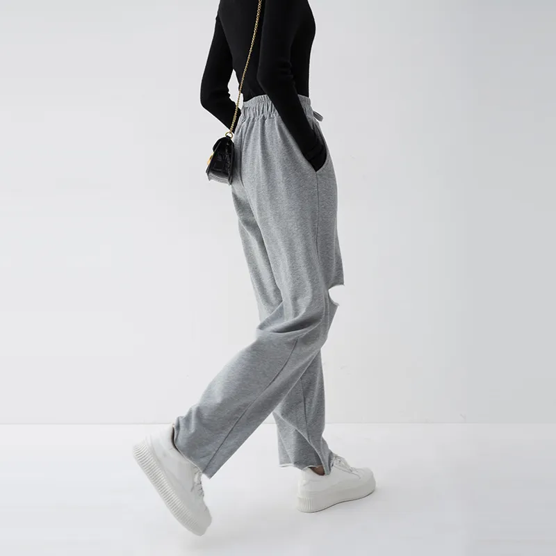 SOON FLOWER Casual Pants Fall Women's Gray-5