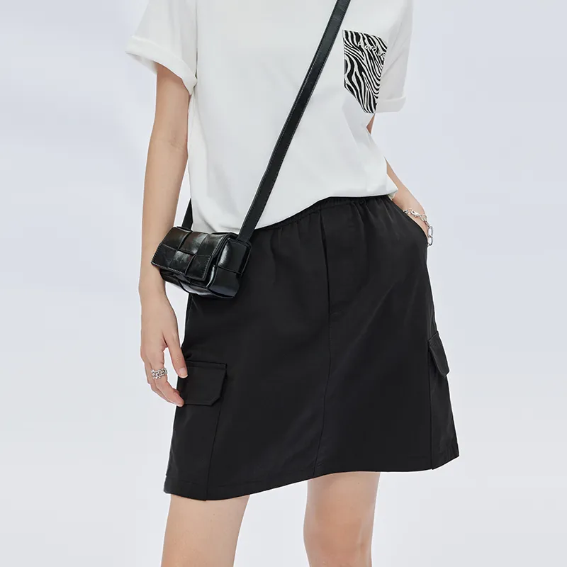 SOON FLOWER Cargo Short Skirts Women's Black-2