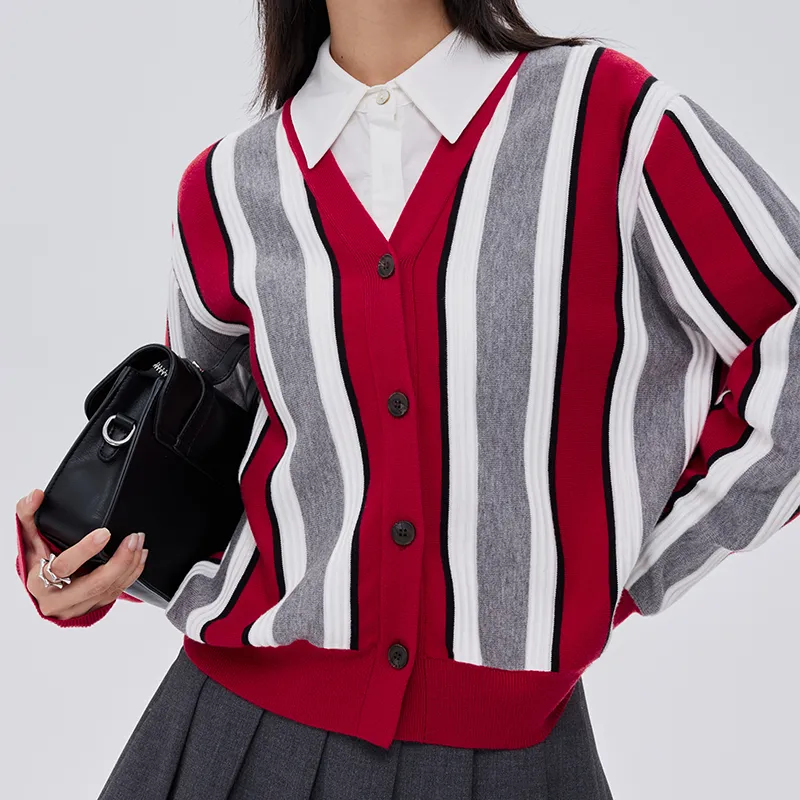 SOON FLOWER Knitwear Women's Red White Stripes-2