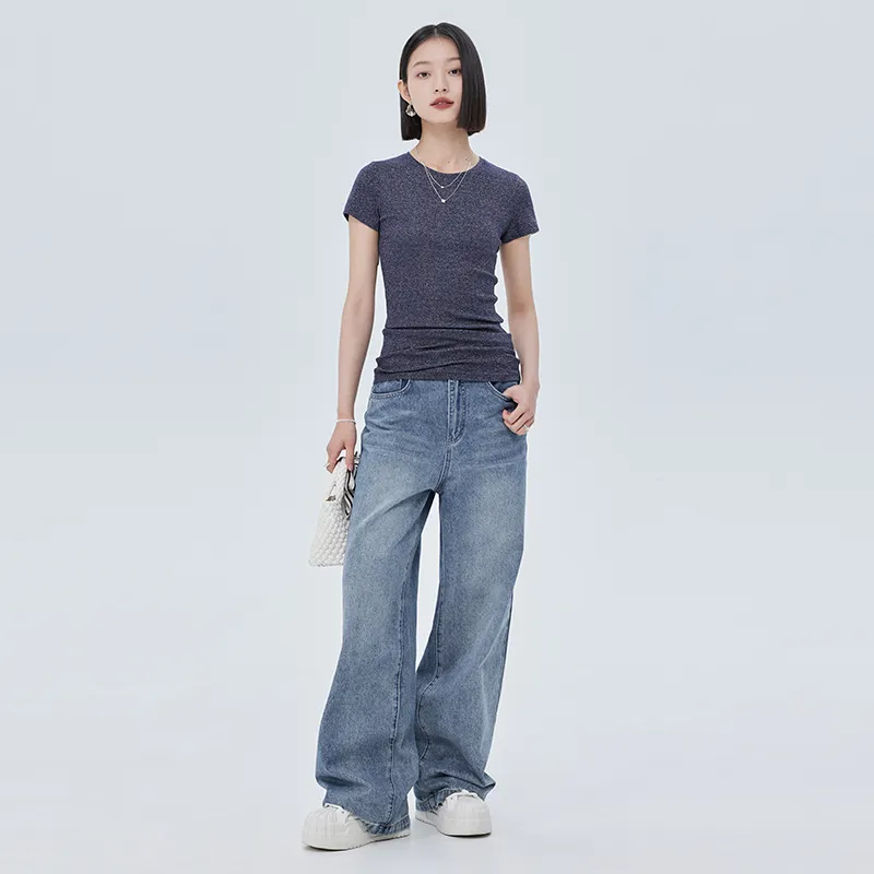SOON FLOWER Regular T Shirt Women's Starry Blue-3