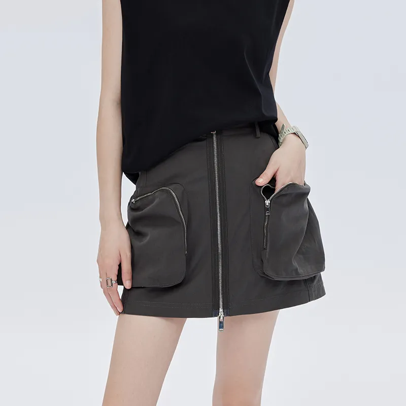 SOON FLOWER Cargo Short Skirts Women's Dark Gray-2