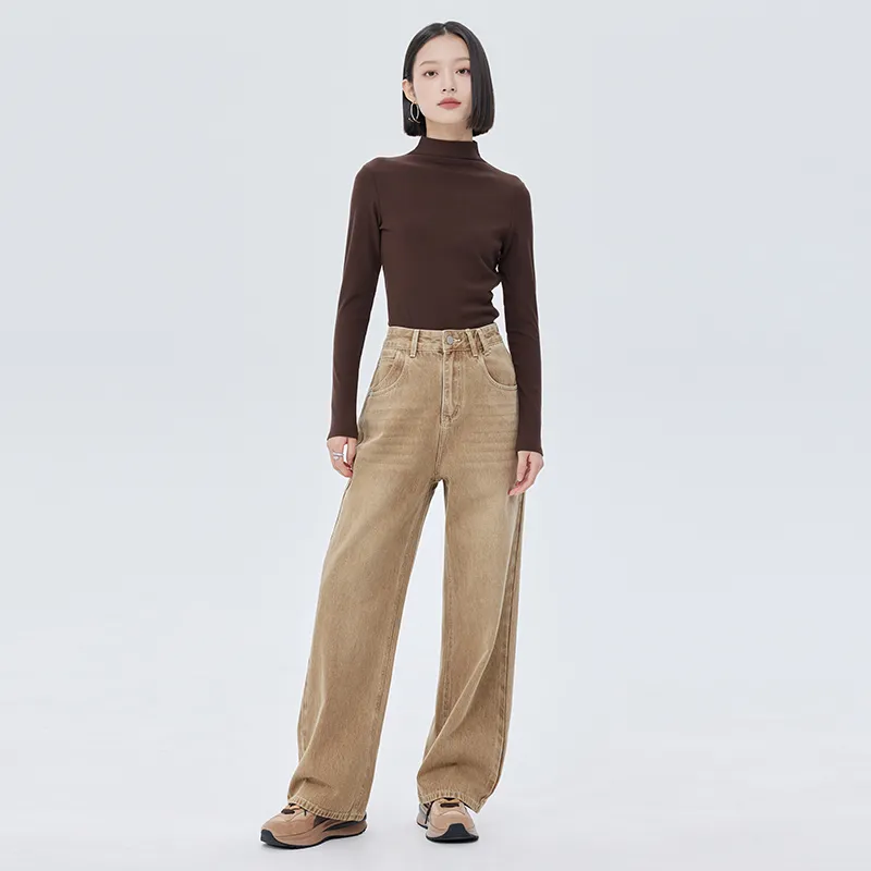 SOON FLOWER Spring Jeans Women's Khaki-4