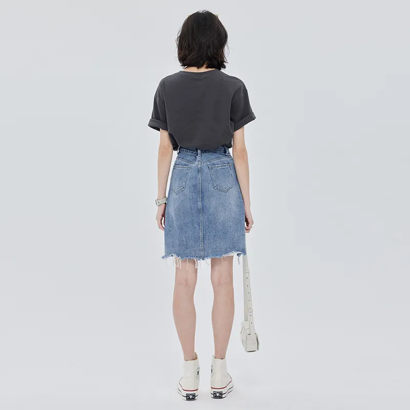 SOON FLOWER Denim Short Skirts Women's Blue-2