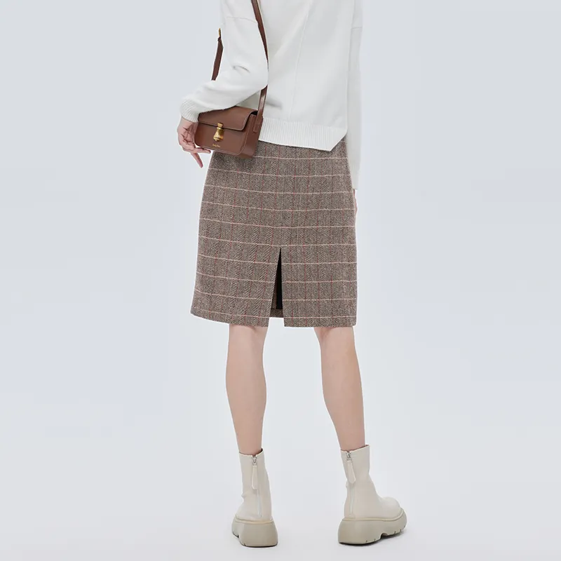 SOON FLOWER Casual Long Skirts Women's Khaki-3