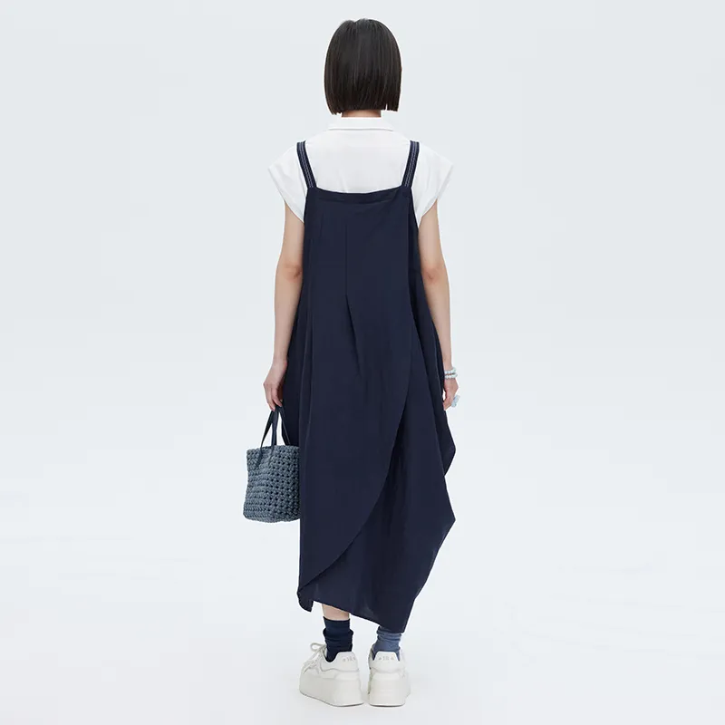 SOON FLOWER Sleeveless Dress Women's Navy Blue-2