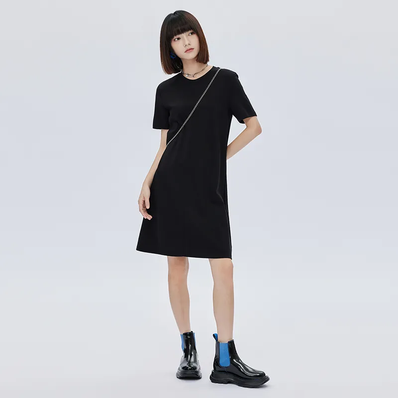 SOON FLOWER Short Sleeved Dress Women's Black-6
