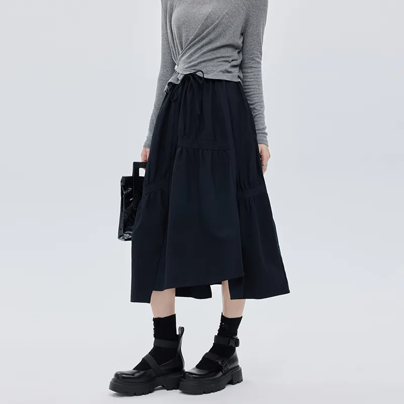 SOON FLOWER Casual Long Skirt Women's Black-2