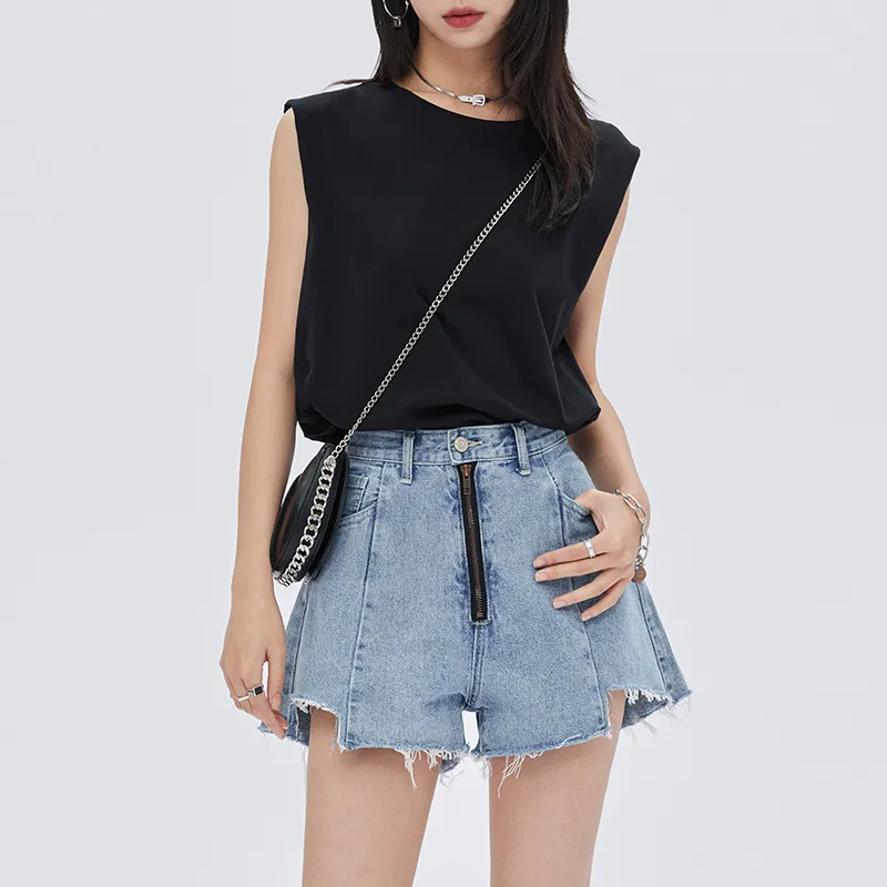 SOON FLOWER Denim Shorts Women's Light Blue-2