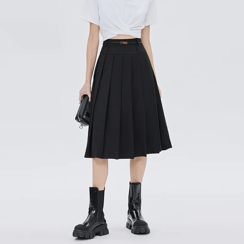 SOON FLOWER Casual Long Skirts Women's Black-2