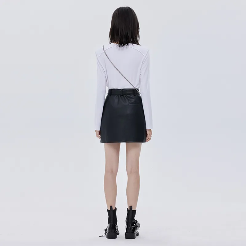 SOON FLOWER Casual Short Skirts Women's Black-4