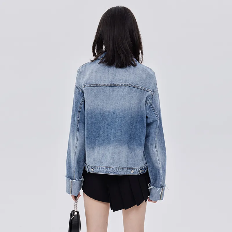 SOON FLOWER Denim Jacket Women's Blue-2