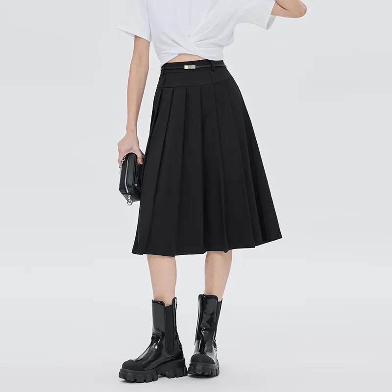 SOON FLOWER Casual Long Skirts Women's Black-3