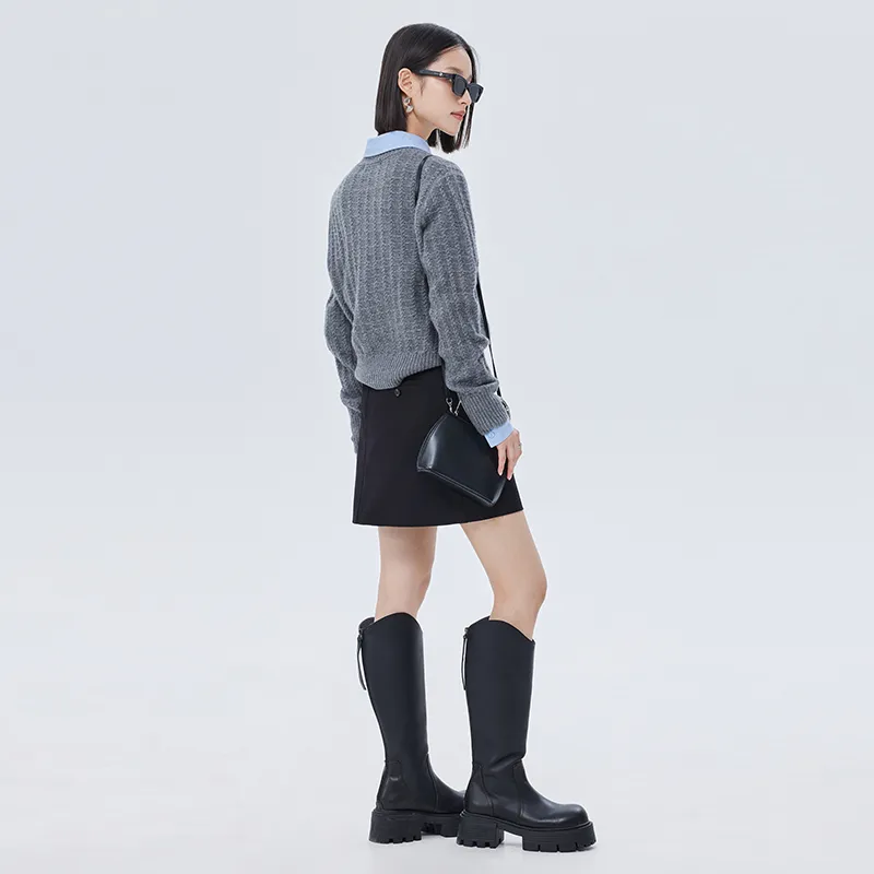 SOON FLOWER Casual Short Skirts Women's Black-6