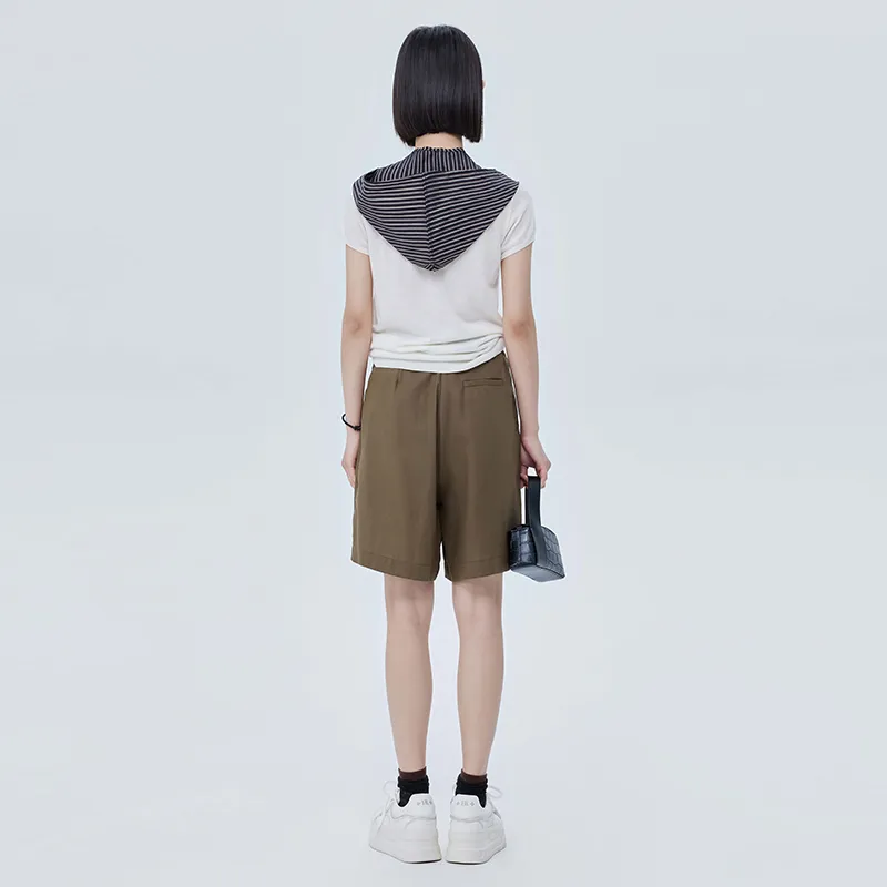 SOON FLOWER Casual Shorts Women's Linen-6